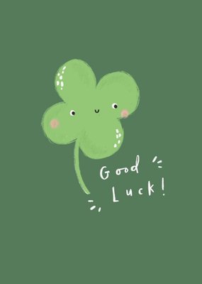Cute Illustration Of A Smiling Four Leaf Clover Good Luck Card