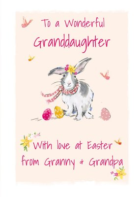 Easter Card - Granddaughter - Easter Bunny - Easter Eggs