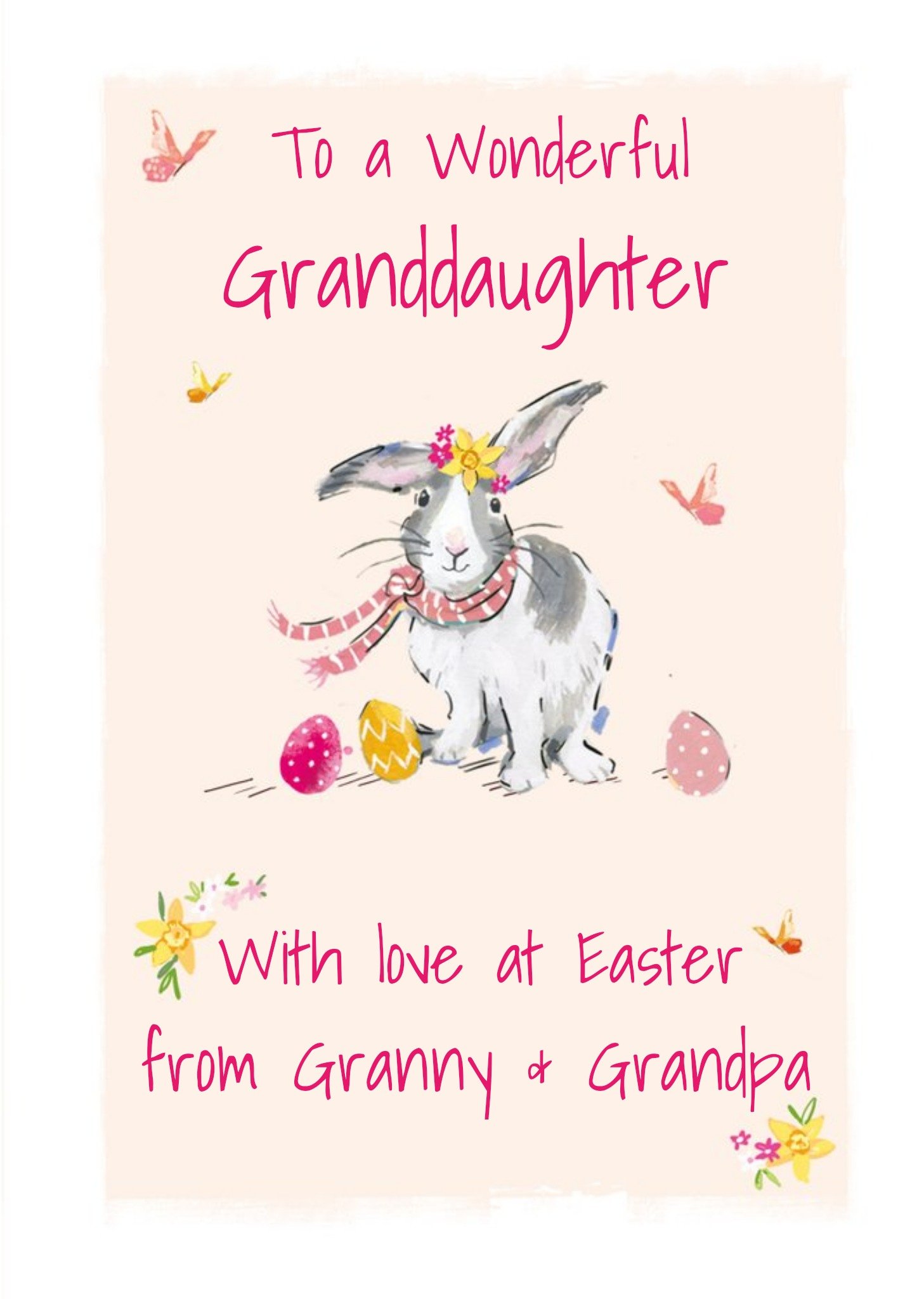 Ling Design Easter Card - Granddaughter - Easter Bunny - Easter Eggs