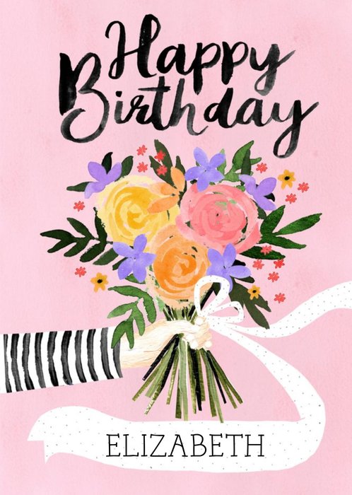 Traditional Illustrated Floral Birthday Card