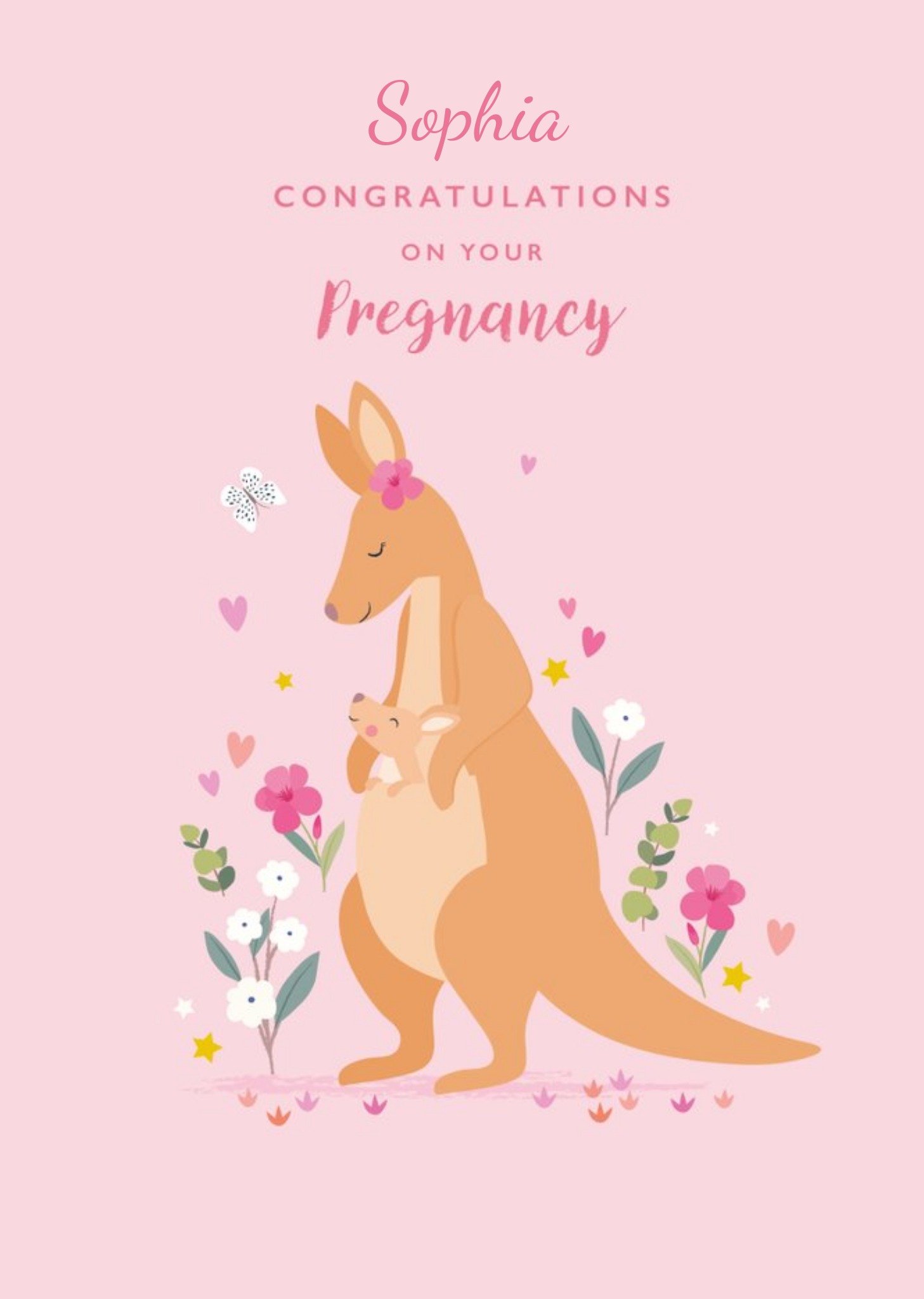 Moonpig Klara Hawkins Illustrated Pregnancy Cute Floral Congratulations Card, Large
