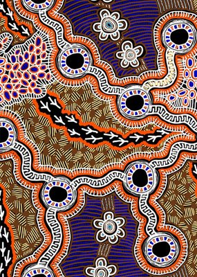 Hogarth Arts Illustrated Blue Aboriginal Art Pattern Just A Note Card