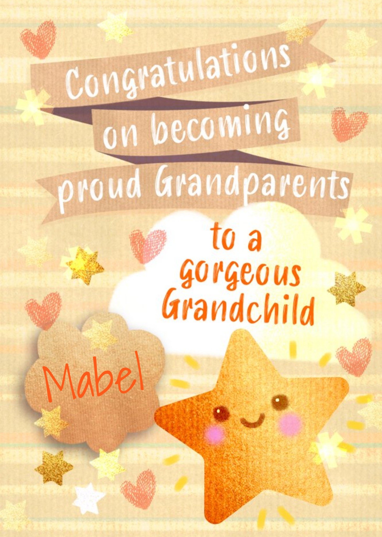 Love Hearts Northern Lights Creative Illustration Congratulations Grandchild Card, Large