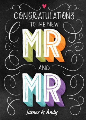 Wedding Day Card Congratulations to the new Mr and Mr