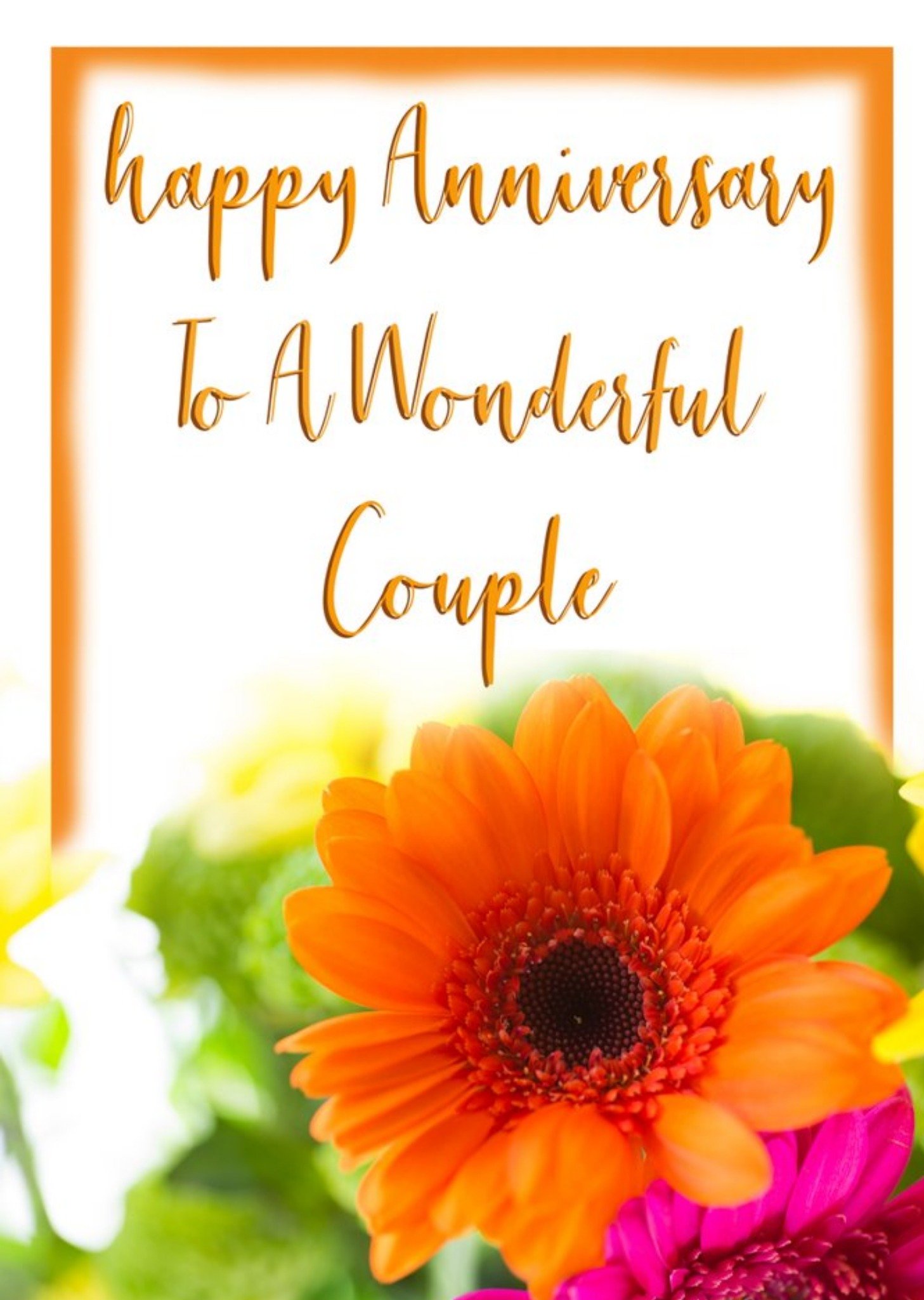 Photographic Orange And Pink Flower Anniversary Card Ecard