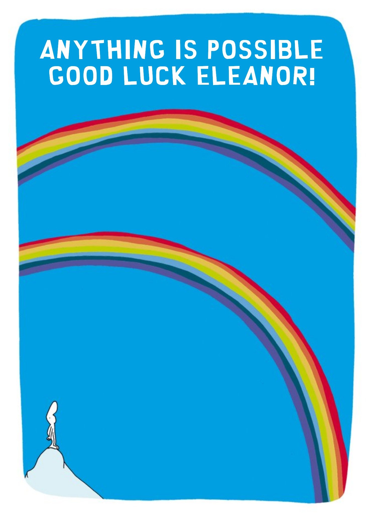 Moonpig Double Rainbows Personalised Good Luck Card, Large