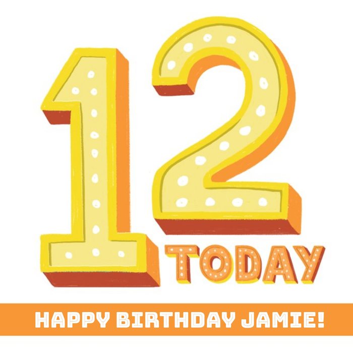 Typographic 12 Today Happy Birthday Card