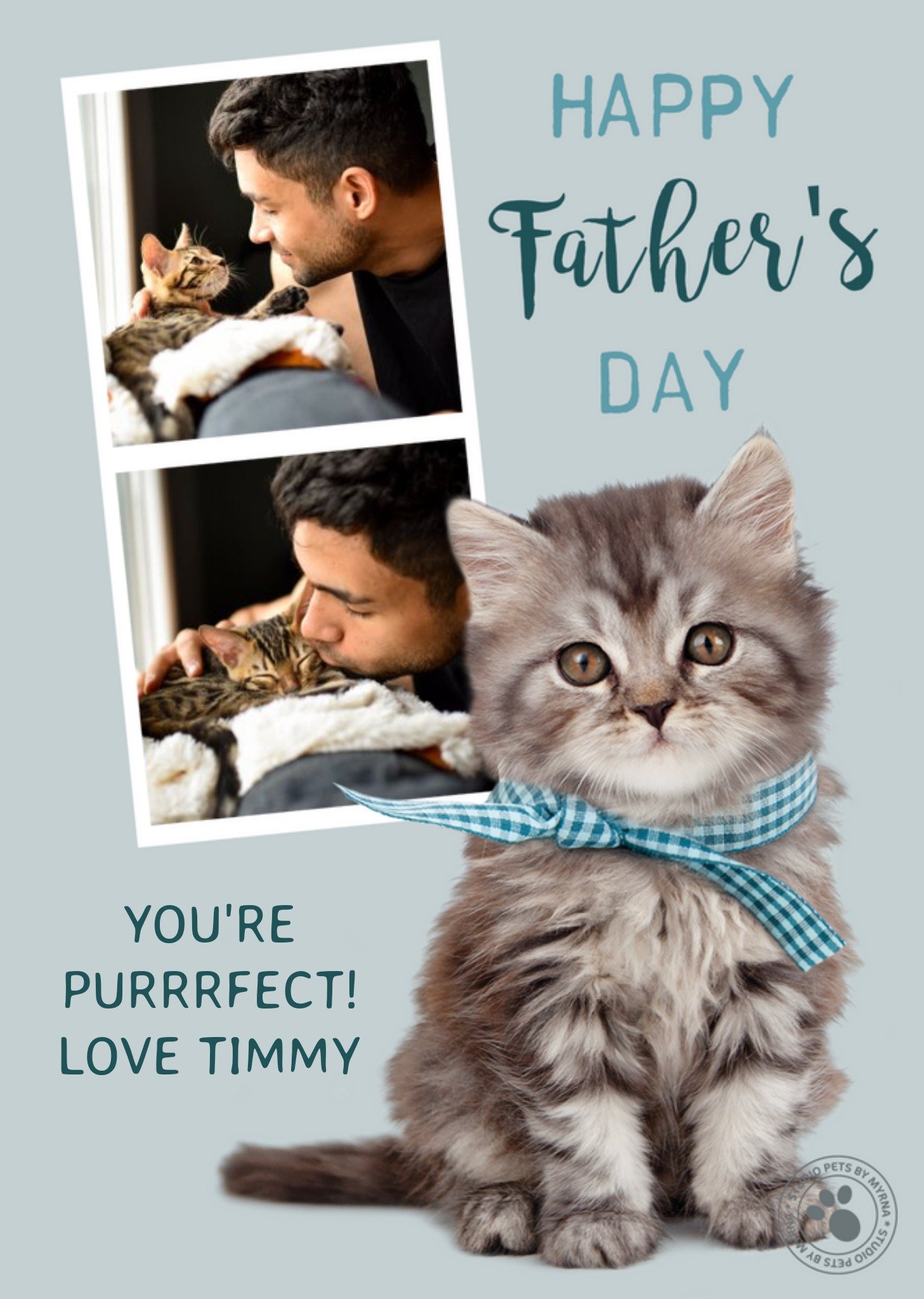 Cute Studio Pets From The Cat Photo Upload Father's Day Card Ecard