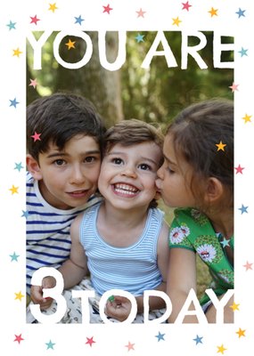 Fun Confetti Stars 3 Today Photo Upload Birthday Card