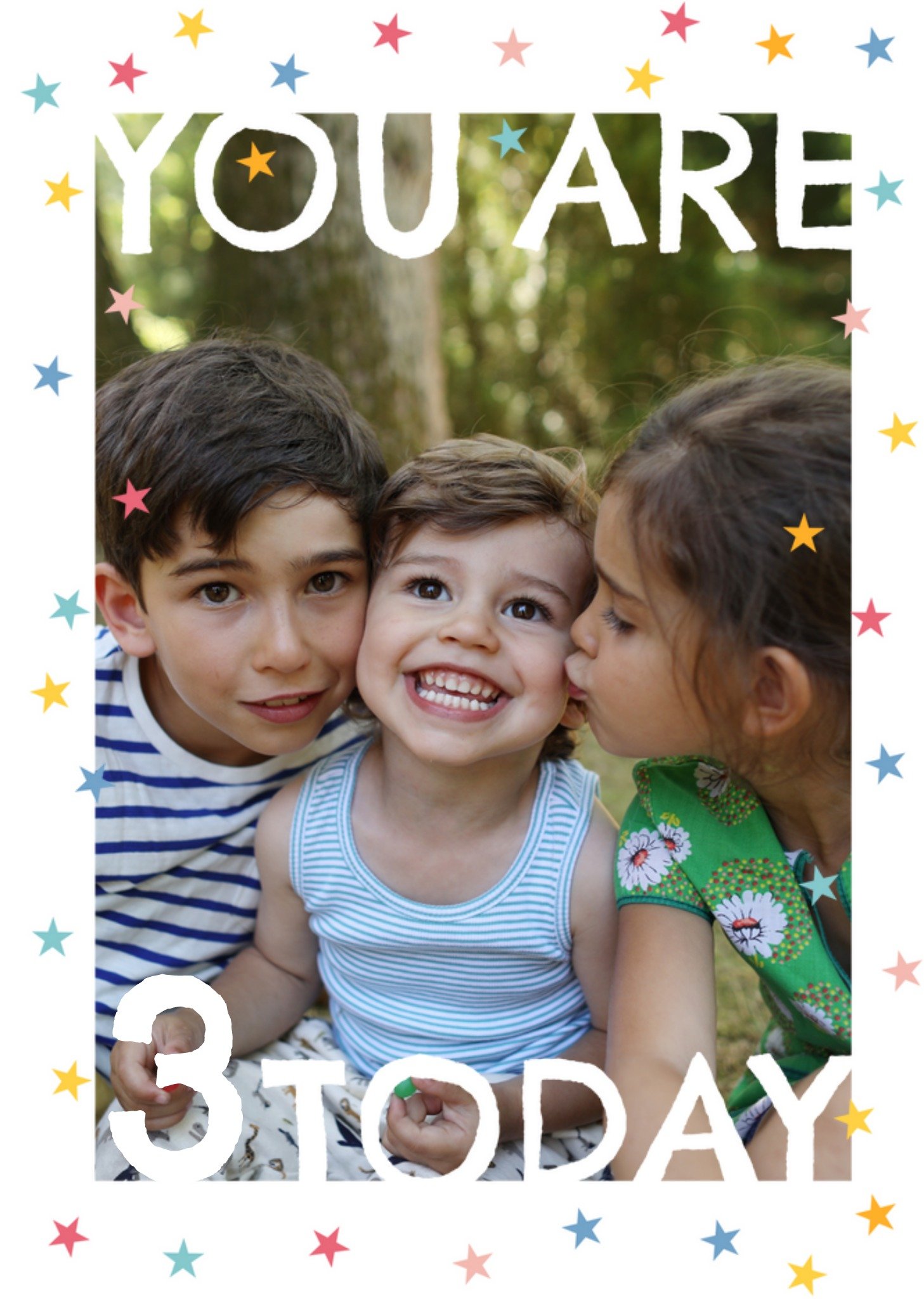Moonpig Fun Confetti Stars 3 Today Photo Upload Birthday Card, Large
