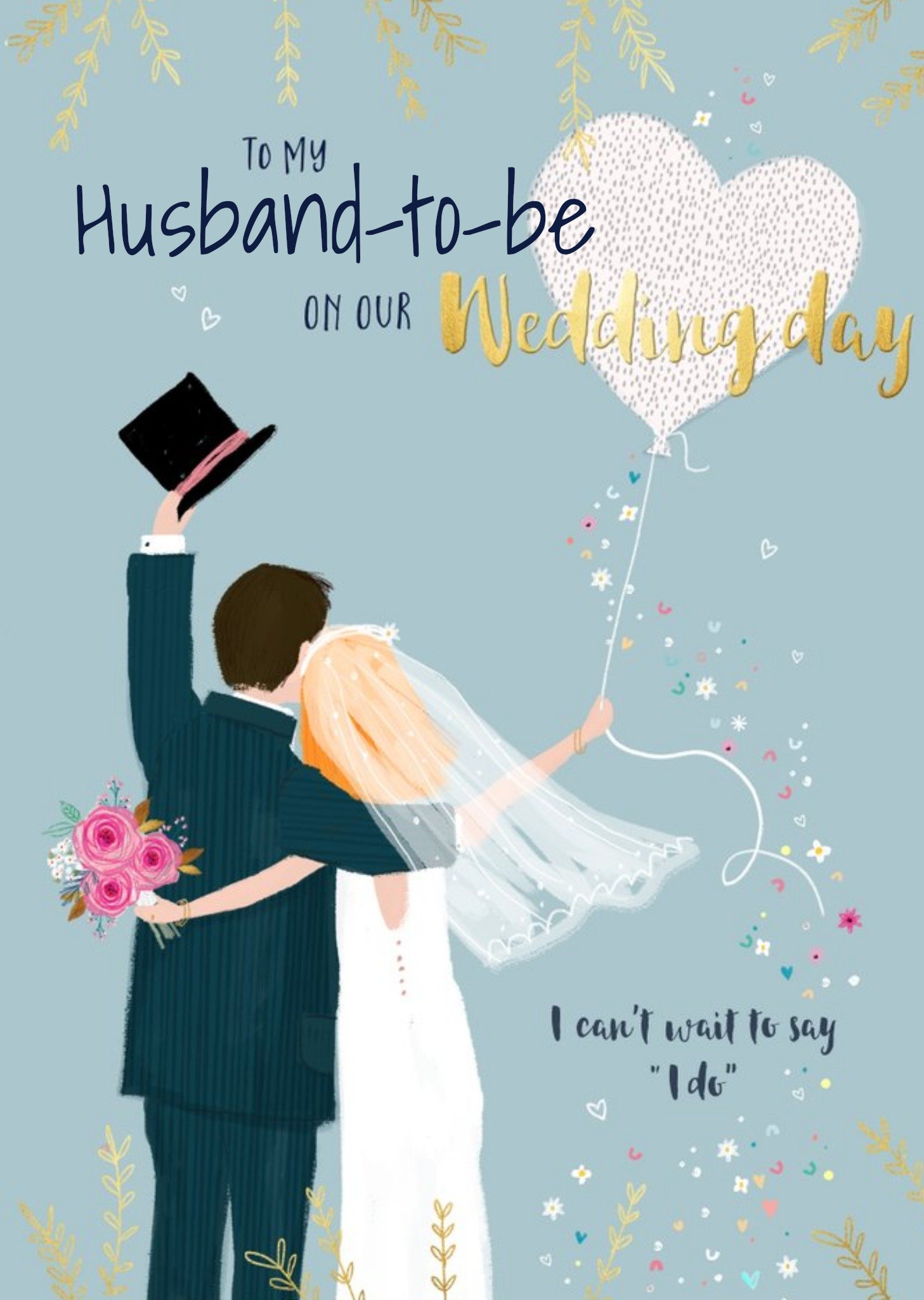 To My Husband To Be Cute Illustrated Wedding Card