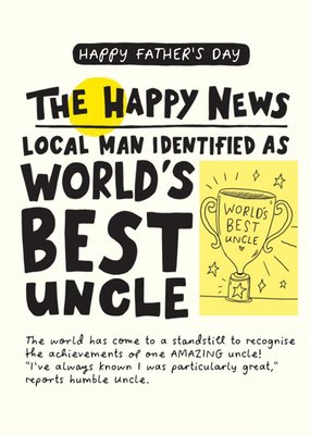 The Happy News World's Best Uncle Father's Day Card