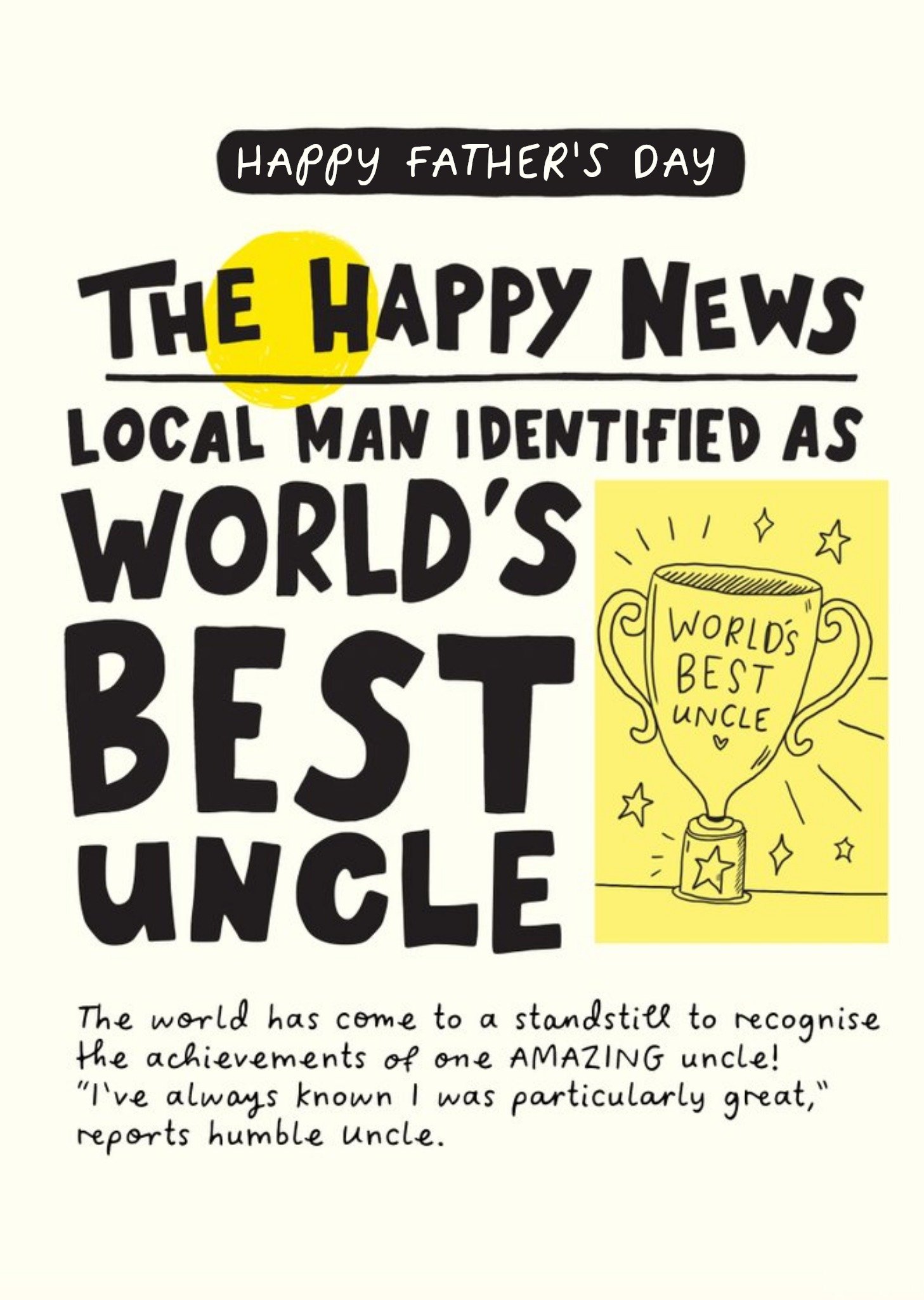 Moonpig The Happy News World's Best Uncle Father's Day Card, Large