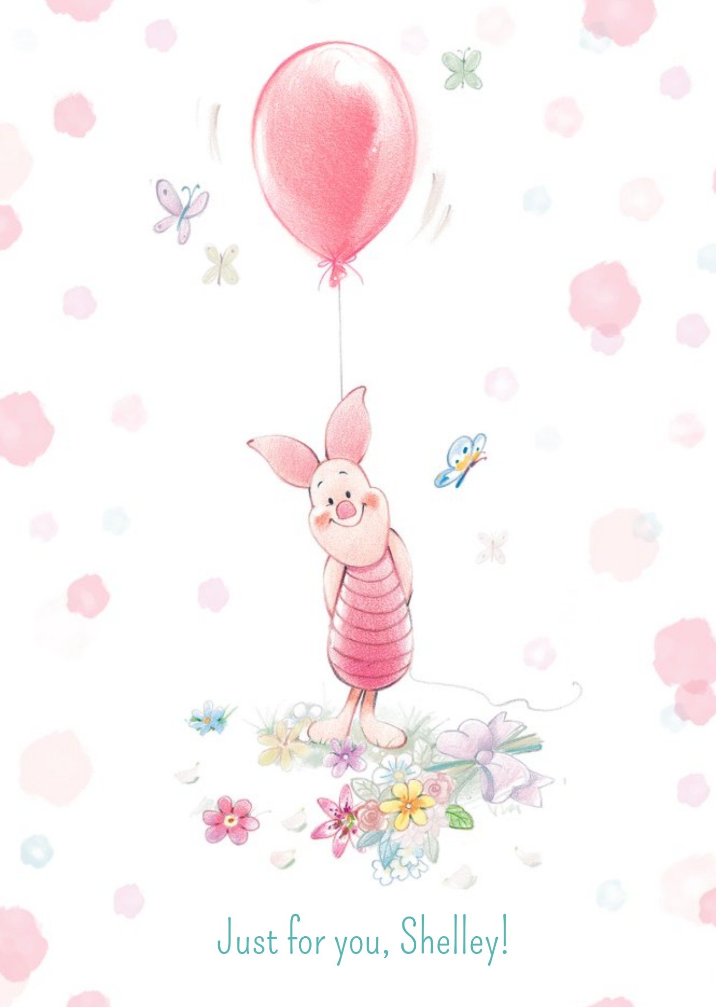 Disney Winnie The Pooh Piglet With Balloon Just For You Card, Large