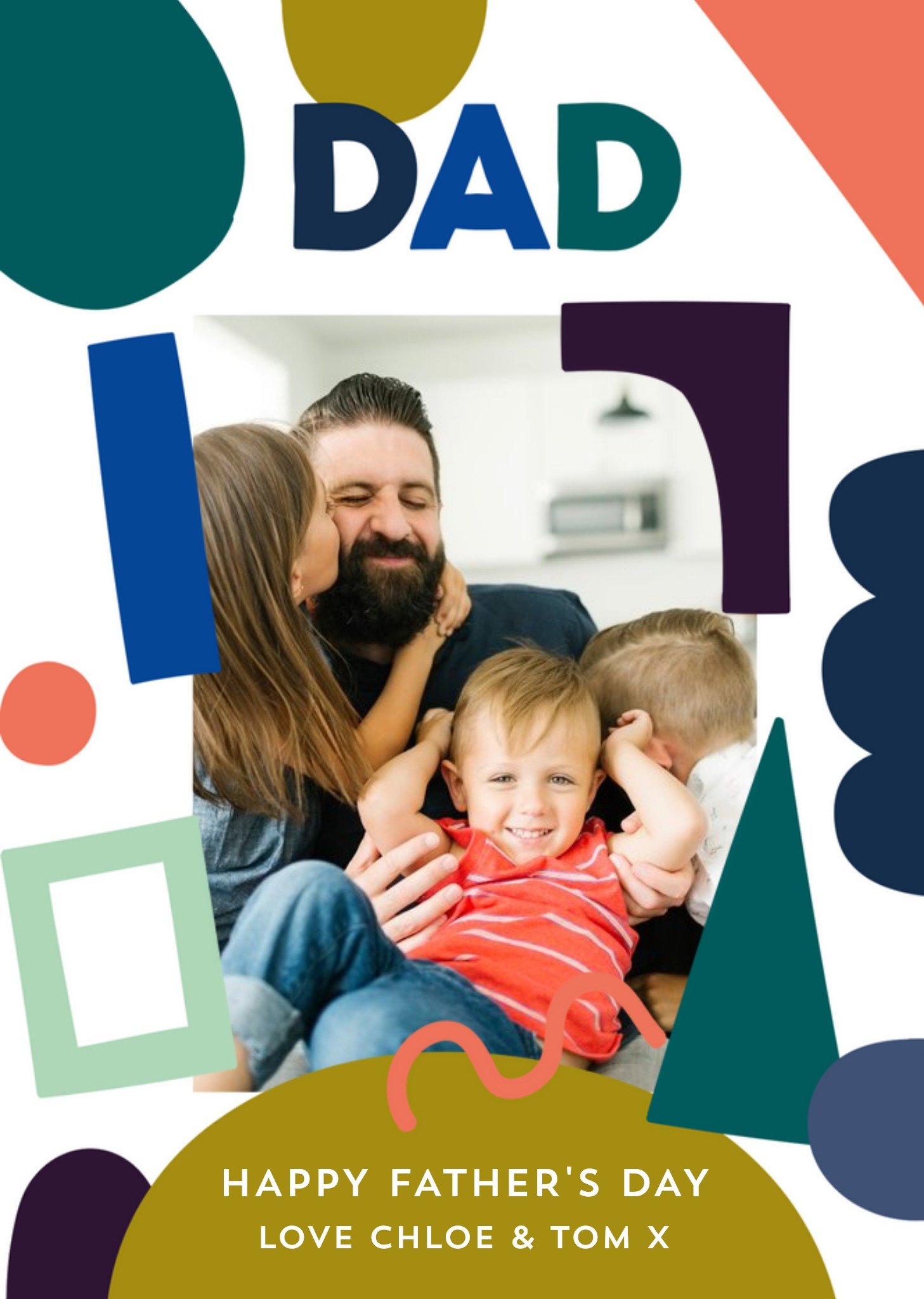 Moonpig Colourful Abstract Shapes Father's Day Photo Card, Large