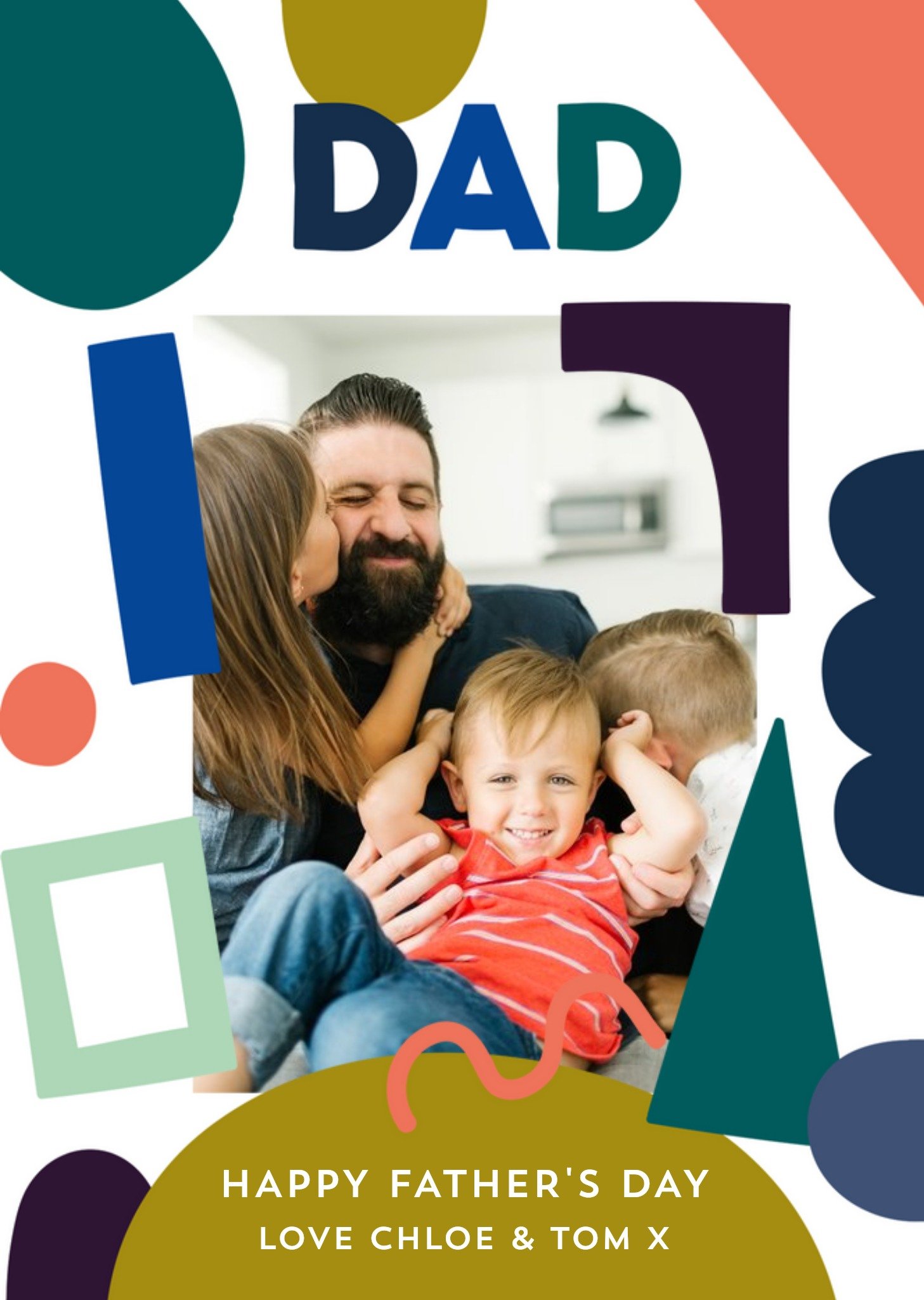 Colourful Abstract Shapes Father's Day Photo Card Ecard