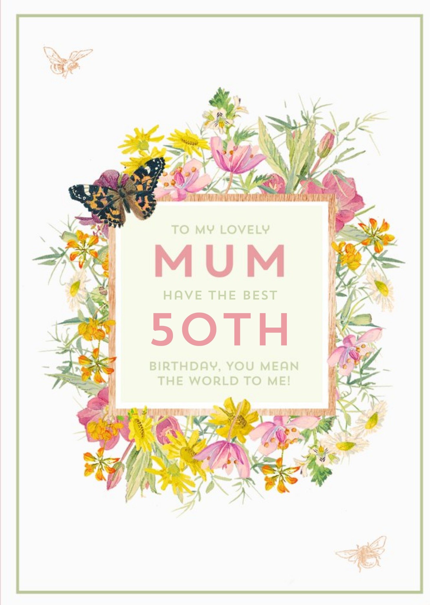 Edwardian Lady To My Lovely Mum Floral 50th Birthday Card Ecard