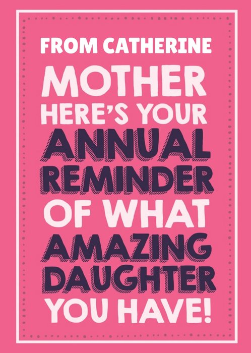 Jam and Toast Typographic Mother Humour Daughter Birthday Card