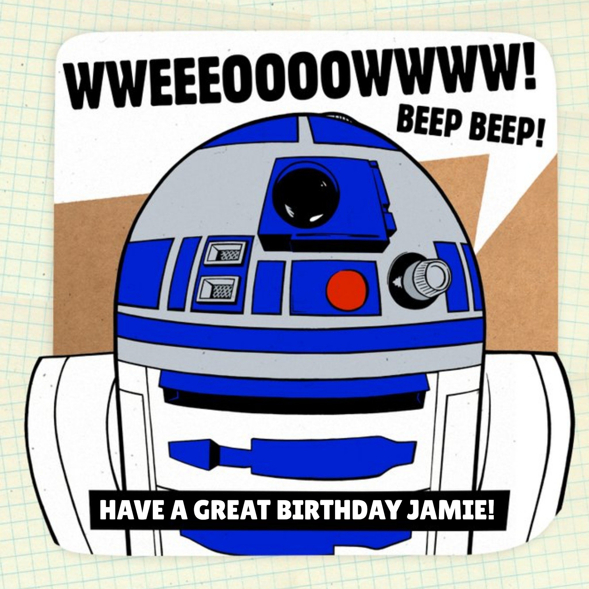 Disney Star Wars R2D2 Personalised Birthday Card, Square