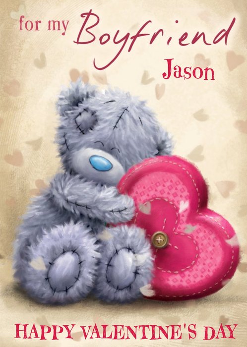 Tatty Teddy Huggable Heart Personalised Happy Valentine's Day Card For Boyfriend