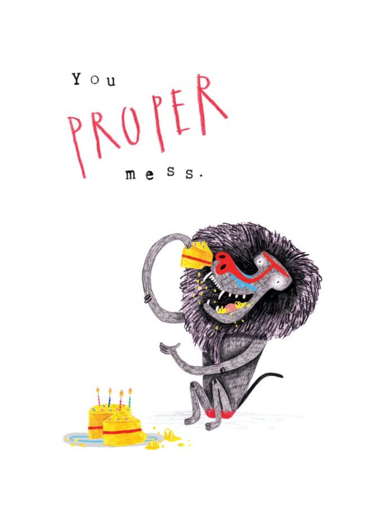 Moonpig Animal Birthday Card - Baboon - Birthday Cake - Quick Card, Large
