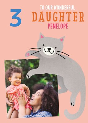 Cute photo upload illustrative Cat Birthday Card  
