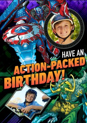 Marvel Monster hunter Action Packed Birthday Photo Upload Card