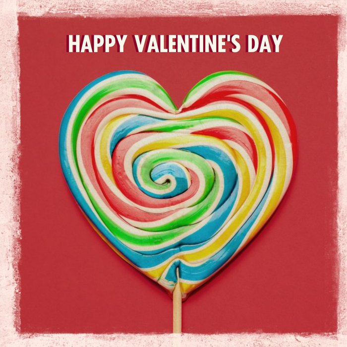 Heart Shaped Lollipop Personalised Happy Valentine's Day Card