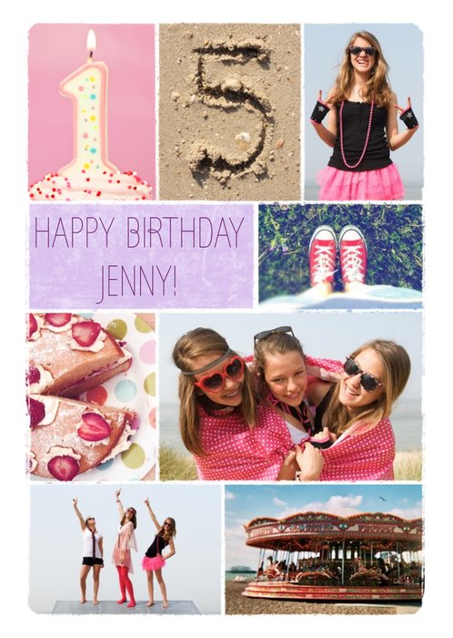 Happy Days Grid Personalised Photo Upload Happy 15th Birthday Card