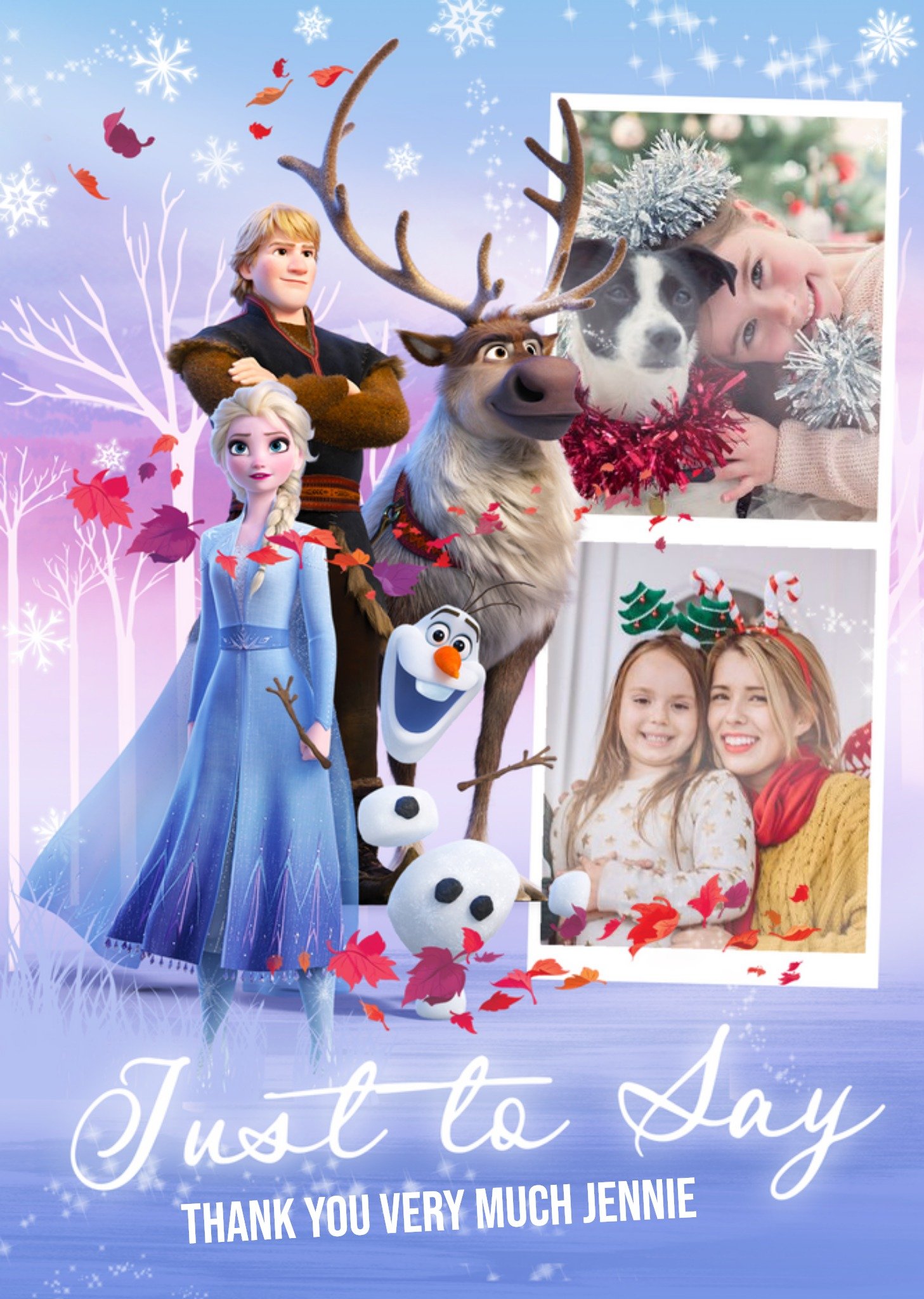Disney Frozen 2 Just To Say Thank You Photo Upload Christmas Thank You Card Ecard
