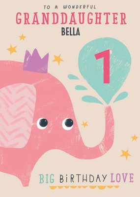 Cute illustrative typographic Granddaughter Birthday Card  