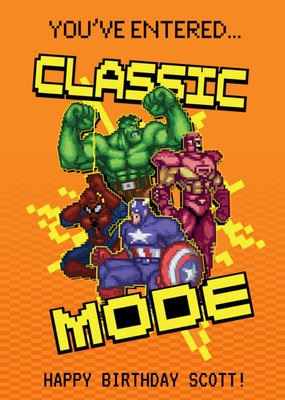 Marvel Comics Retro Youve Entered Classic Mode Happy Birthday Personalised Card