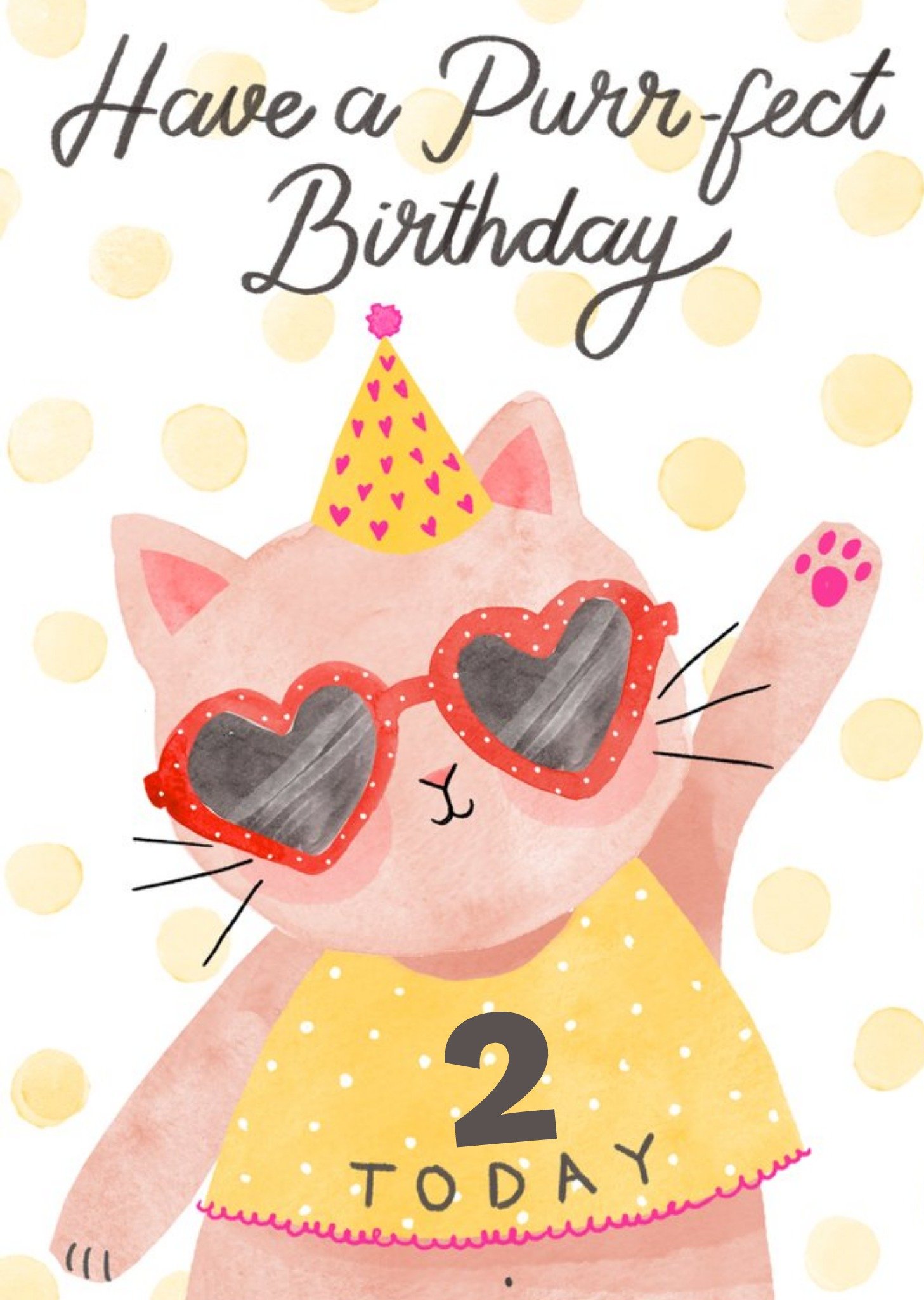 Okey Dokey Design Okey Dokey Illustrated Cat 2 Today Have A Purrfect Birthday Card, Large