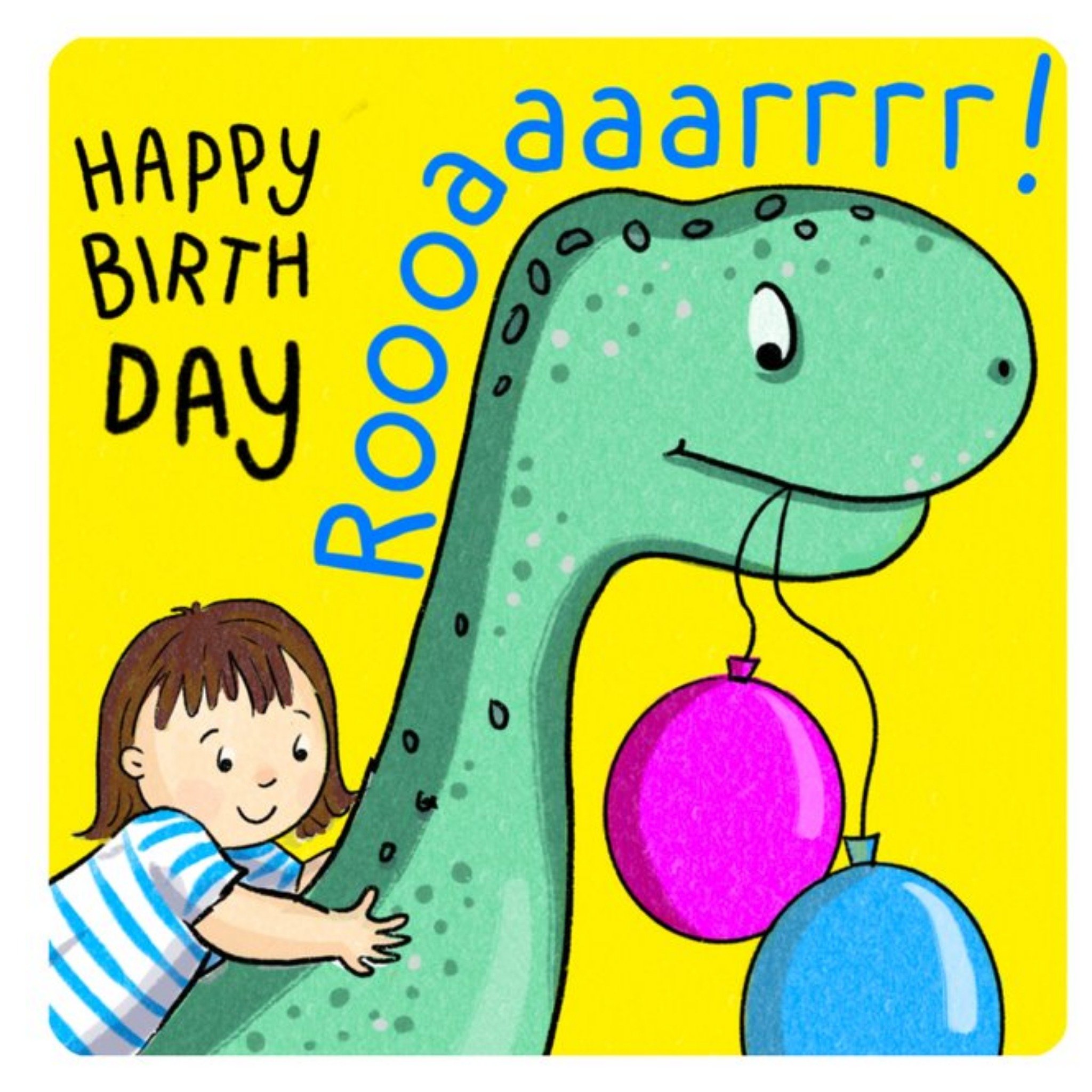 Cake And Crayons Cute Illustrated Dinosaur Birthday Card, Square