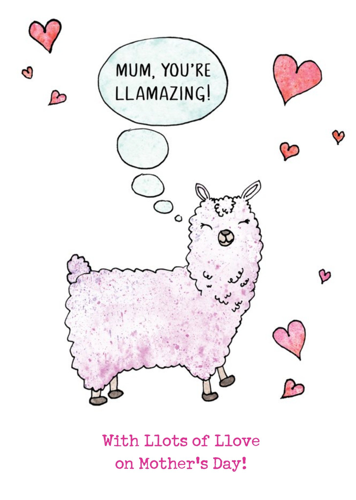 Moonpig Love You Lots Llama Personalised Mother's Day Card, Large