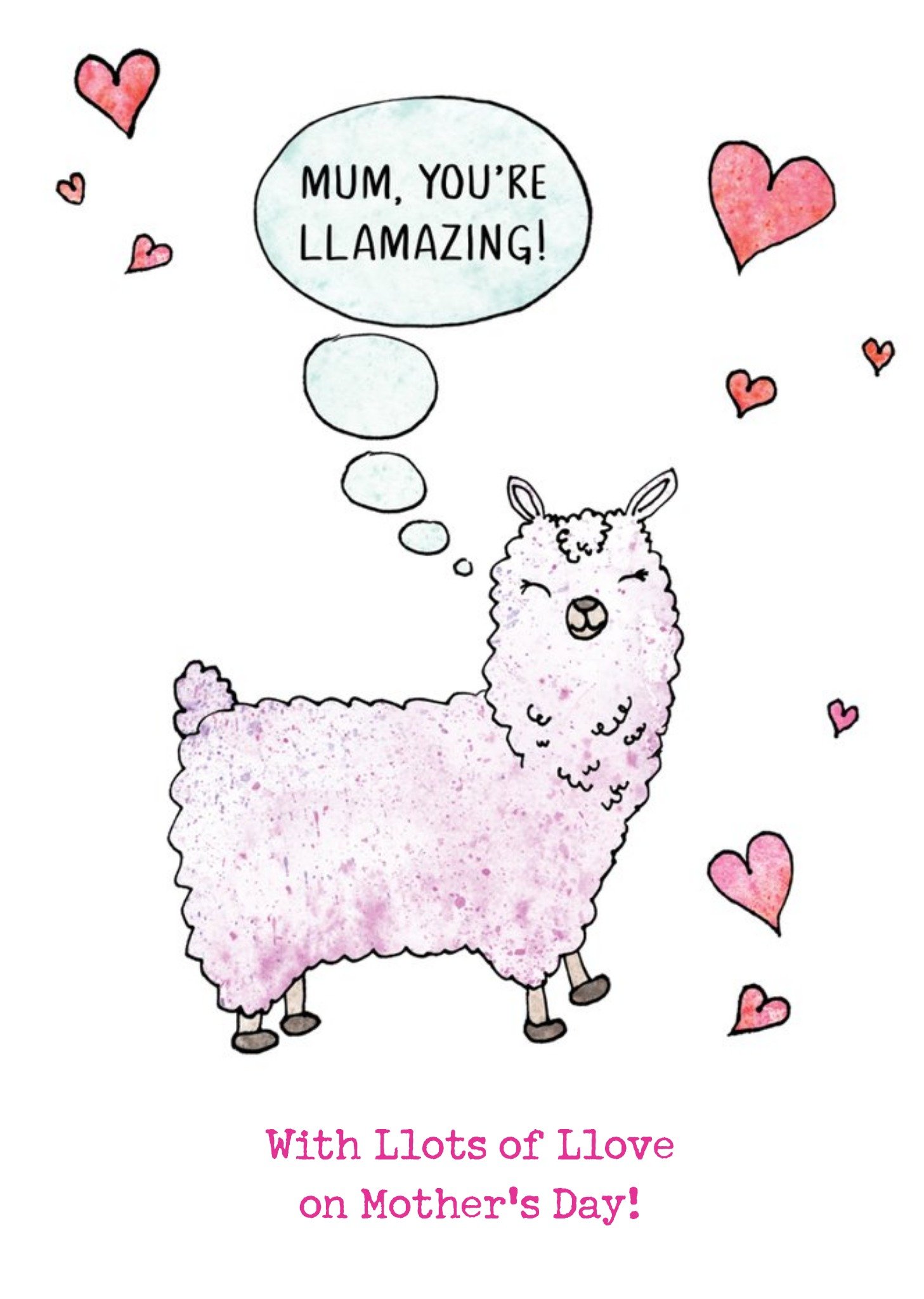 Love You Lots Llama Personalised Mother's Day Card Ecard