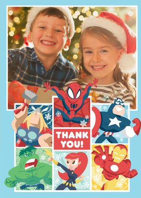 Marvel Comics Cartoon Characters Photo Upload Christmas Thank You Card