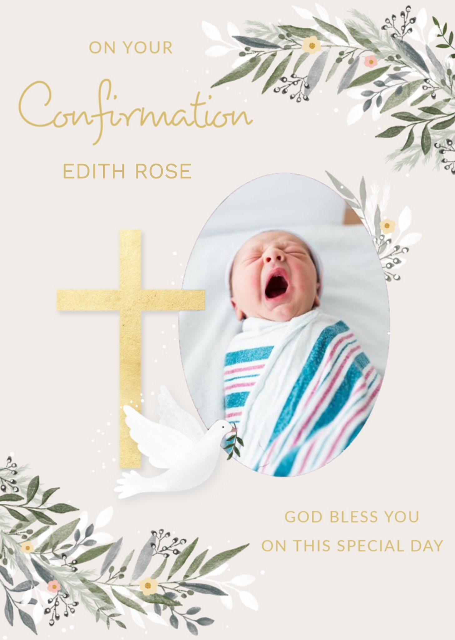 Paperlink Holy Cross Floral Confirmation Card Ecard