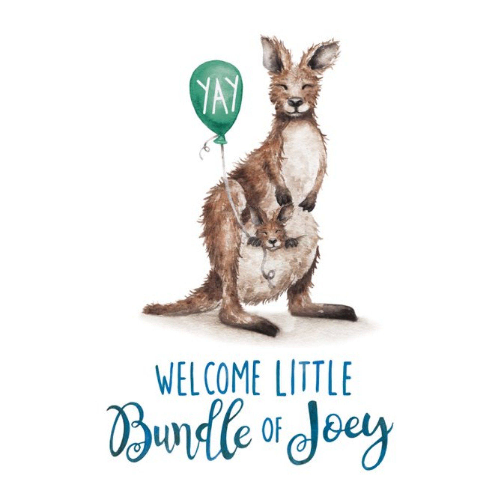 Kangaroo Joey Welcome Little Bundle Of Joy Card, Square