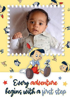 Disney Pinocchio Every Adventure Begins With A First Step Photo Upload New Baby Card