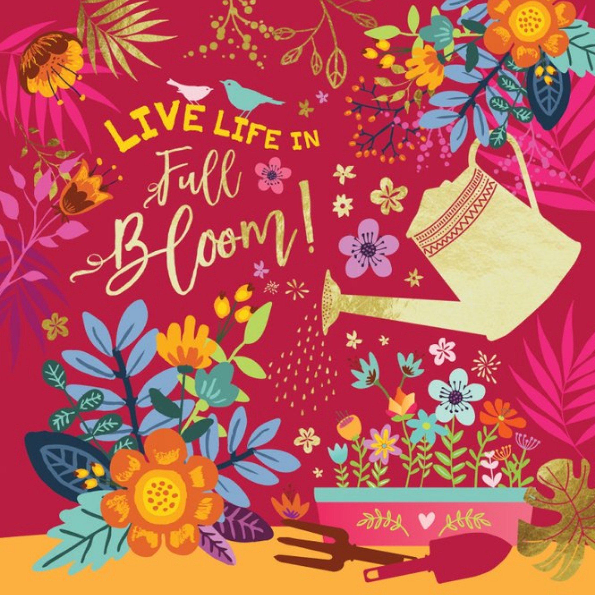 Moonpig Live Life In Full Bloom Floral Garden Birthday Card, Square