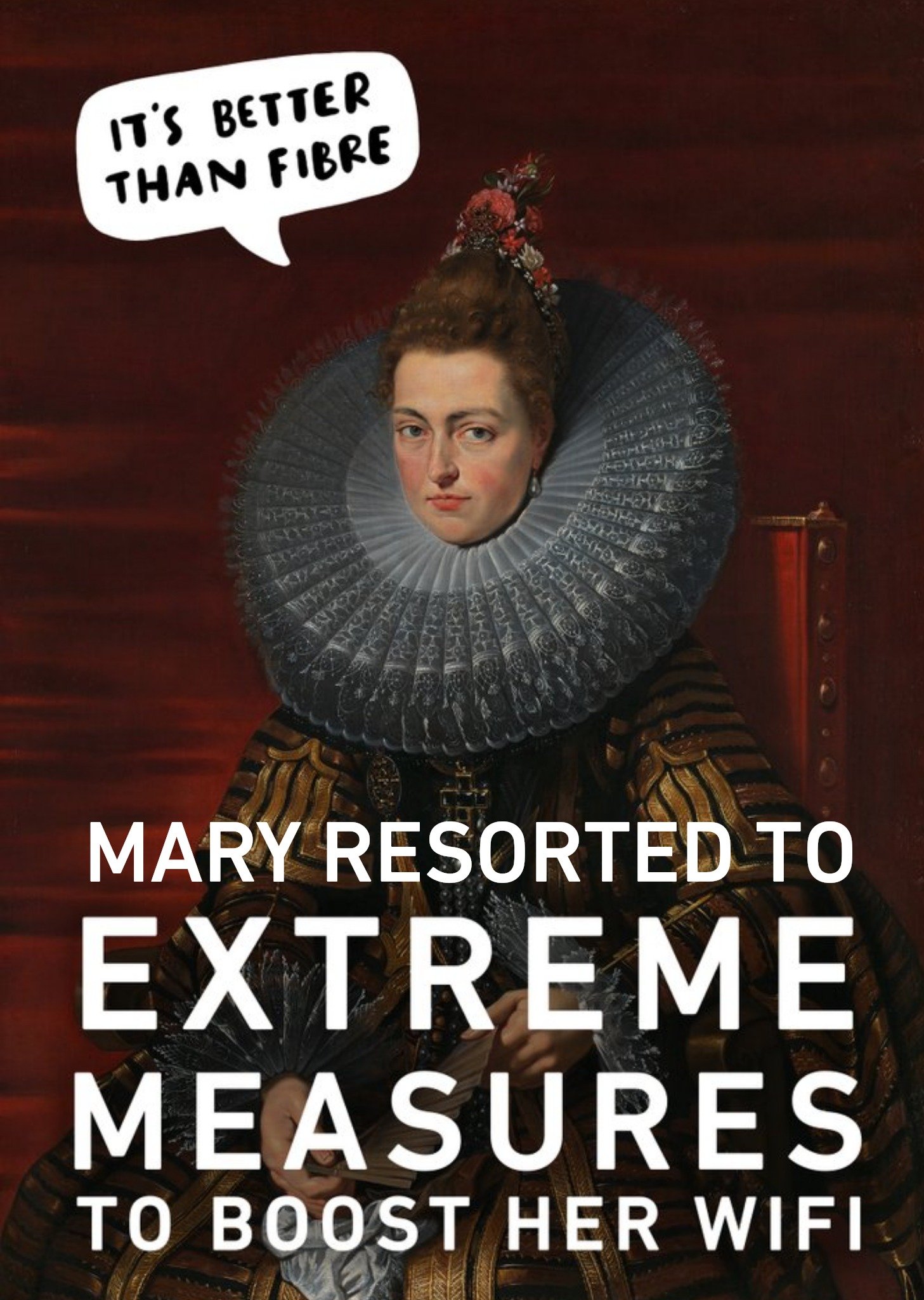 The National Gallery Funny Extreme Measures To Boost Wifi Birthday Card, Large