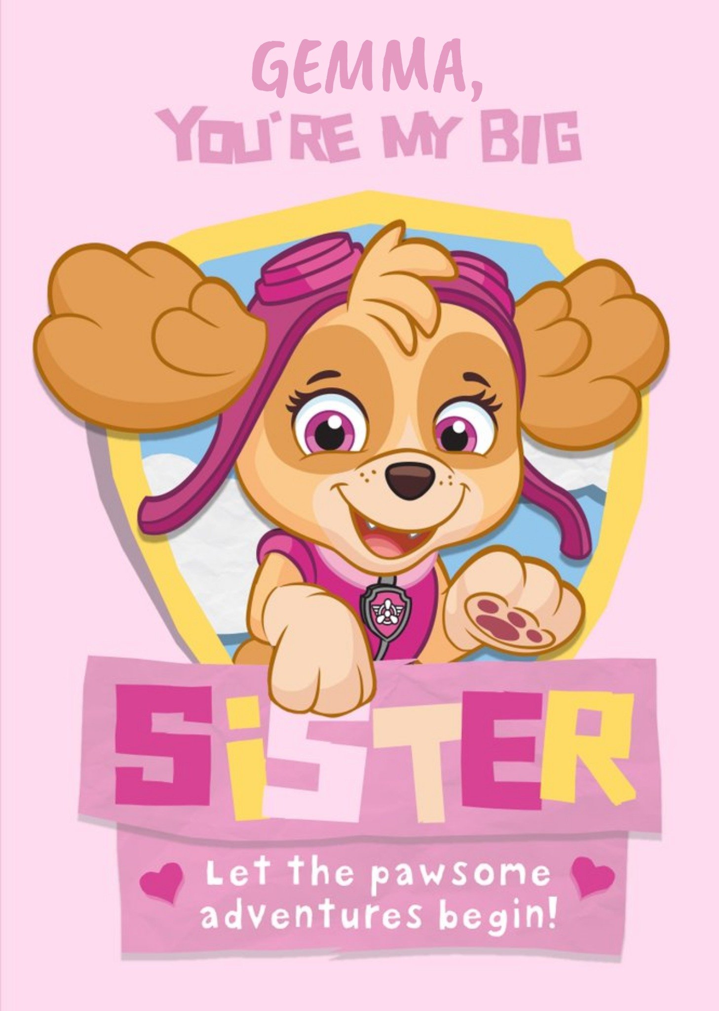 New Baby - Sister - Paw Patrol, Large Card