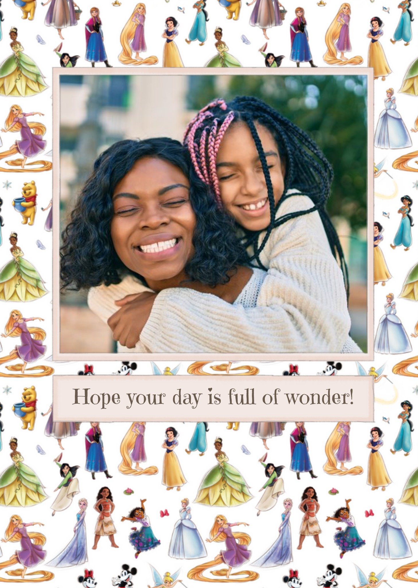 Famous Characters Princesses And Winnie The Pooh Disney 100 Photo Upload Birthday Card Ecard