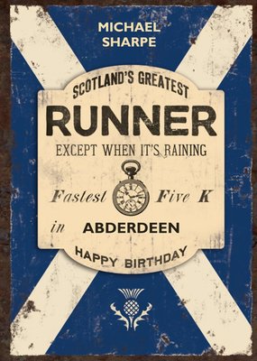 Scotlands Greatest Runner Personalised Card