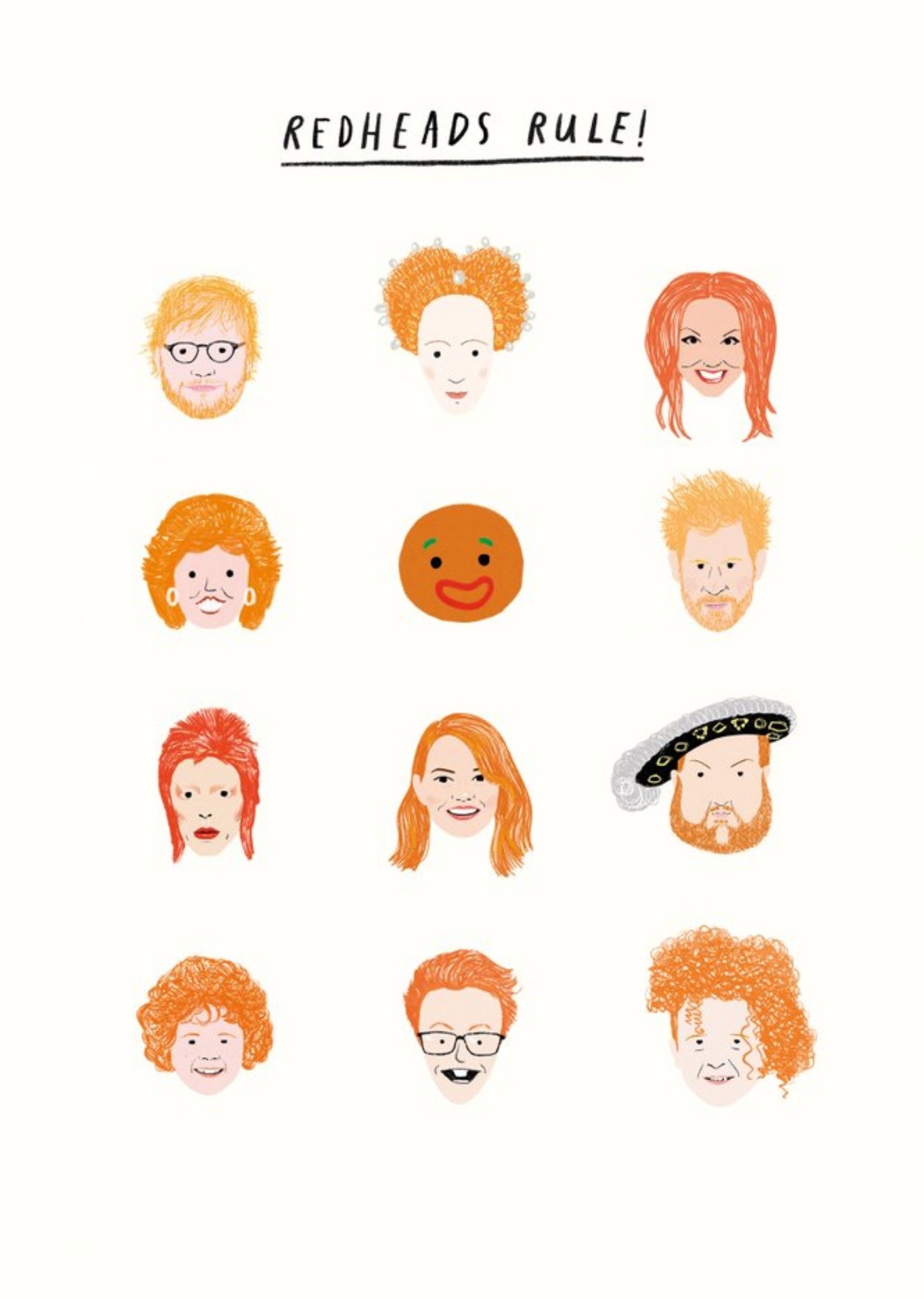 Moonpig Redheads Rule Famous People With Red Hair Icons Birthday Card Ecard