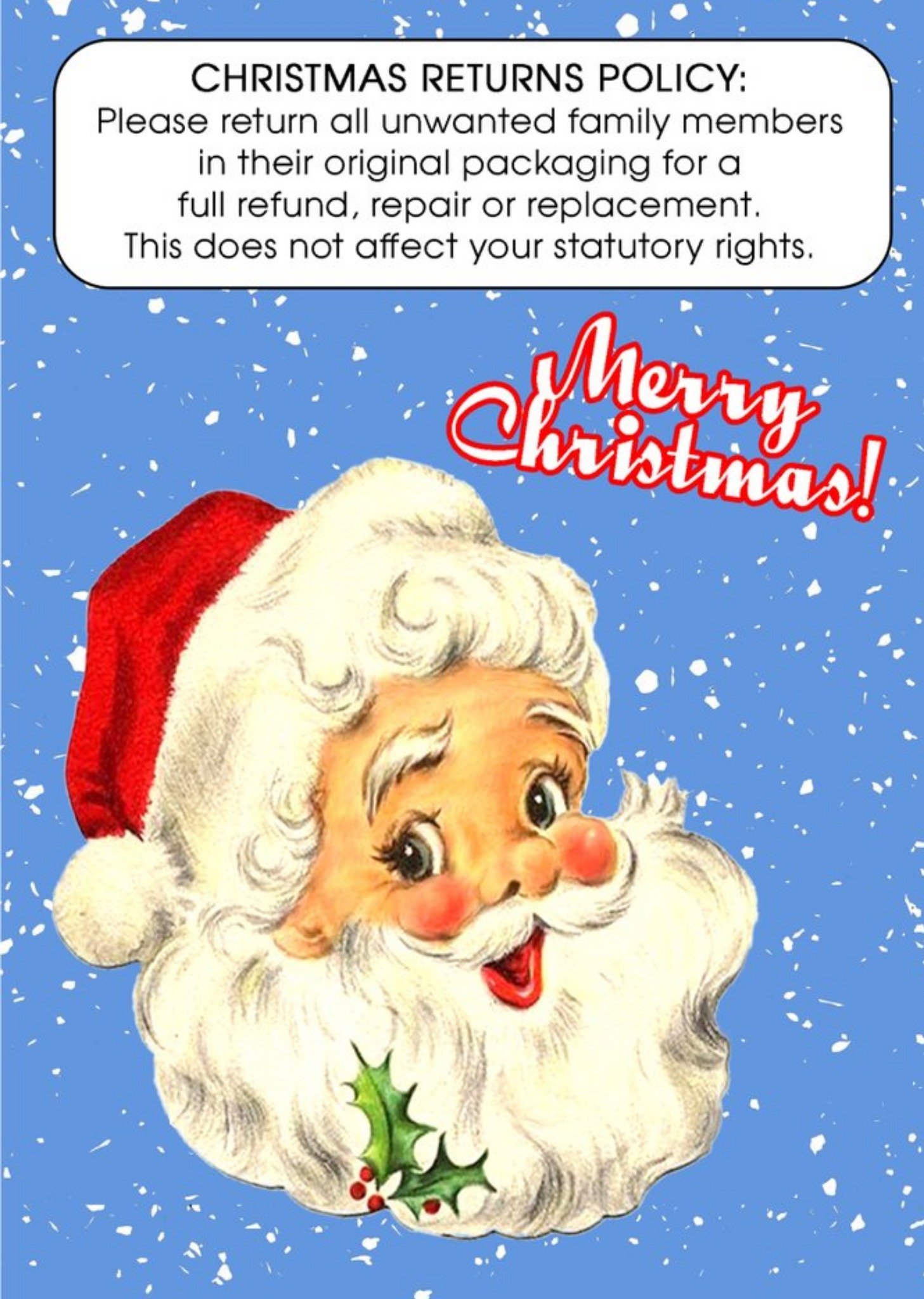 Go La La Funny Christmas Return Policy Card