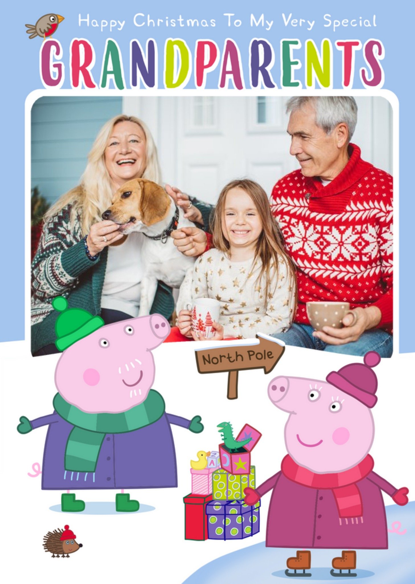 Peppa Pig To Grandparents Photo Upload Christmas Card, Large