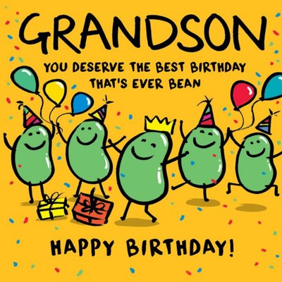 Illustration Of Bean Characters Partying Funny Pun Birthday Card