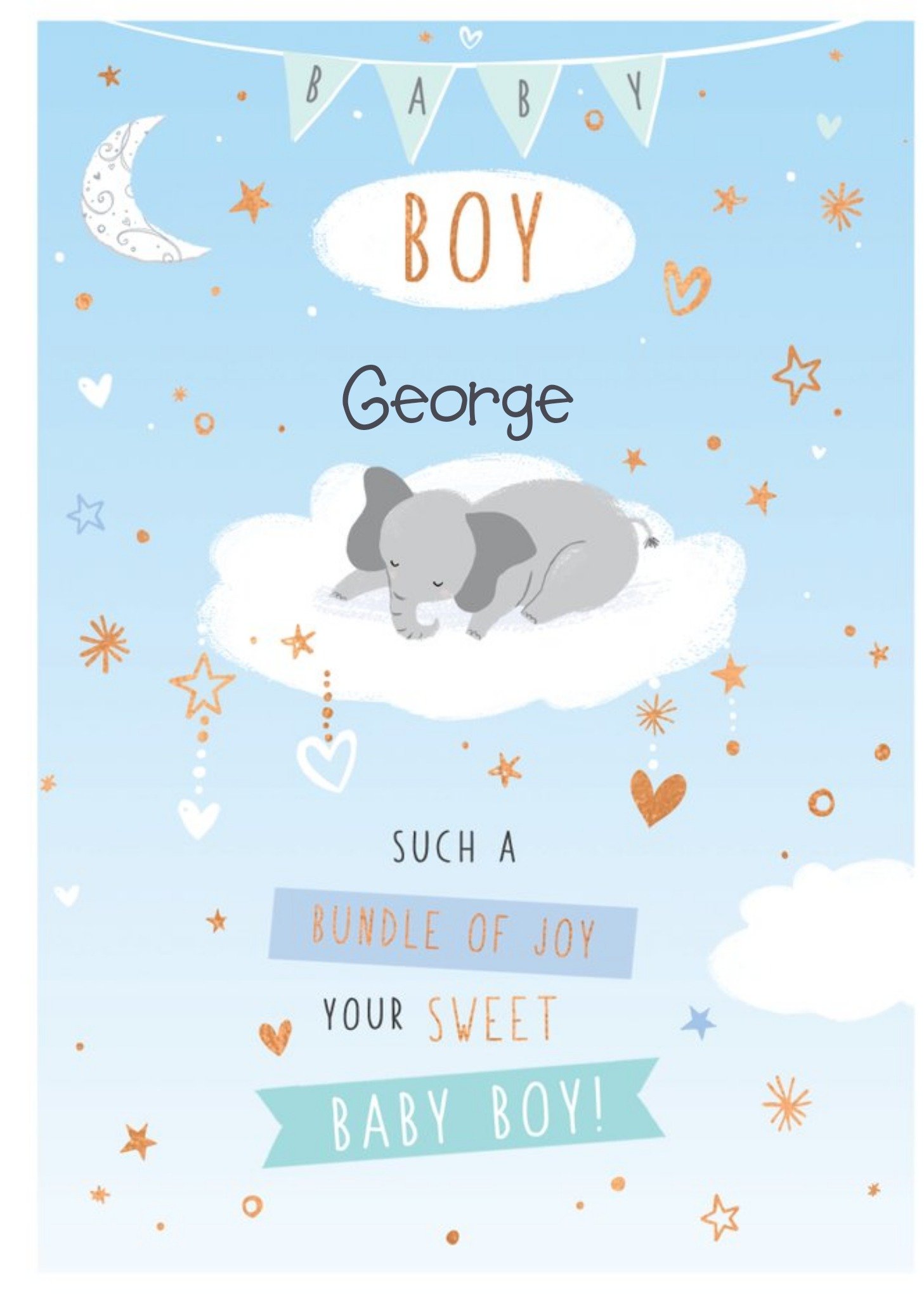 Moonpig Cute New Baby Boy Card Ecard